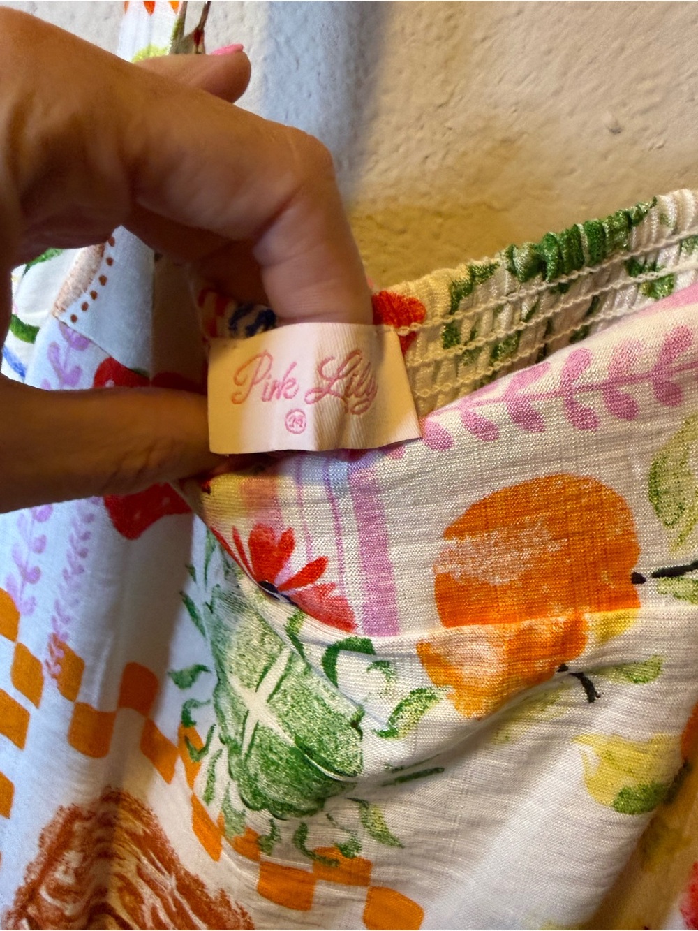 Pink Lily White Maxi Dress with Multicolored Floral & Fruit Print - Picture 2 of 4